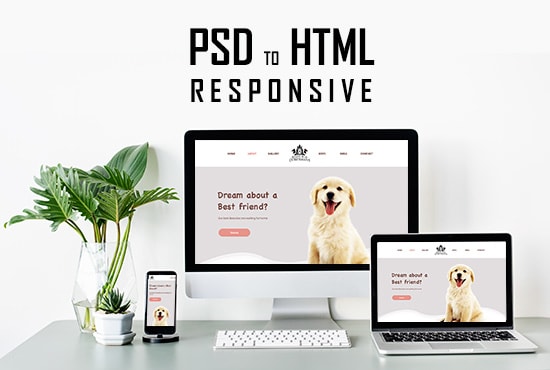 I will convert psd to html, xd to html, sketch to html, pdf to html responsive website