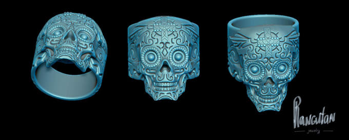 I will create custon skull ring 3d model