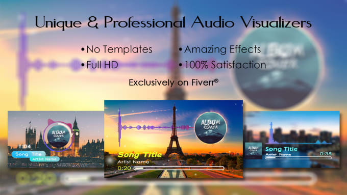 I will create professional audio visualizer for your music