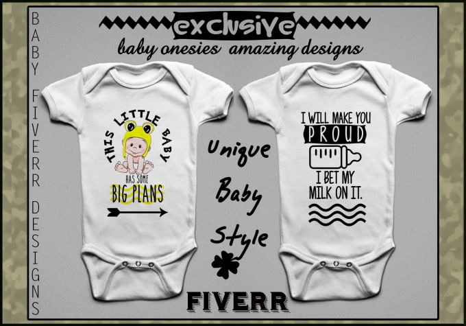 I will create unique baby toddler onesies tshirt designs