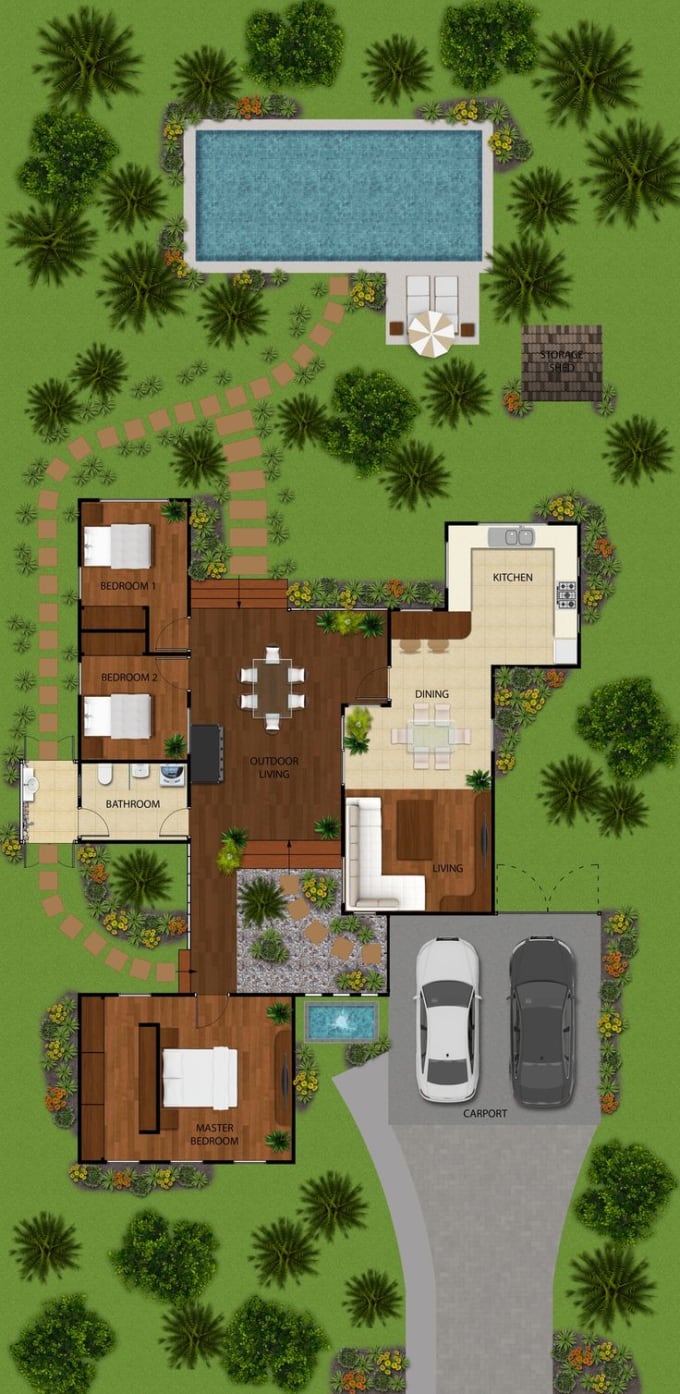 I will create your 2d and 3d site plans and landscape designs