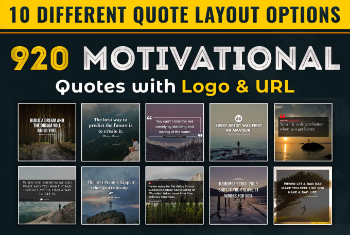 I will design 249 inspiring motivational quotes with logo
