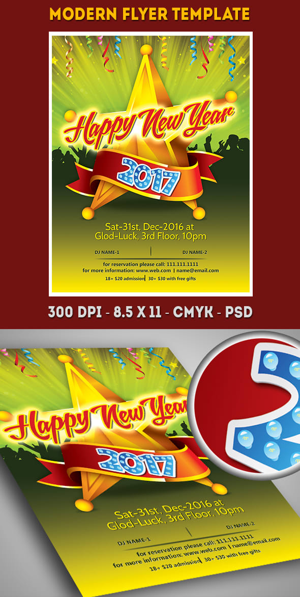 I will design New Year 2017 party flyer and poster template