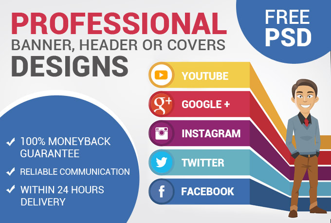 I will design professional, covers, headers, google banners