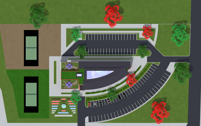 I will do architectural site plan and landscape design in realism