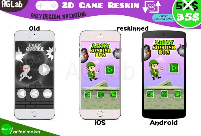 I will do game app reskin only graphics for ios, android