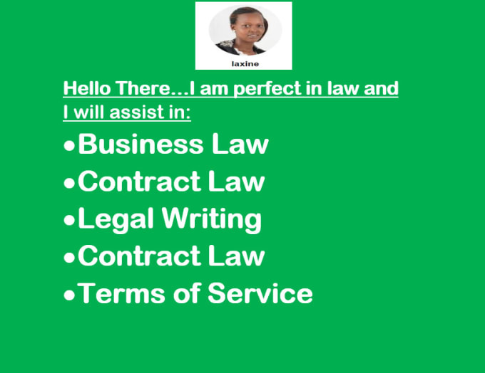 I will do legal, business law and contract law work in 24 hours