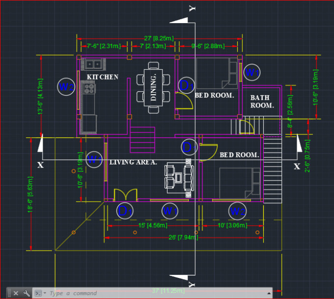 I will draw autocad house plan design
