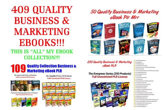 I will send you 409 quality business and marketing ebook, plr and mrr part 1