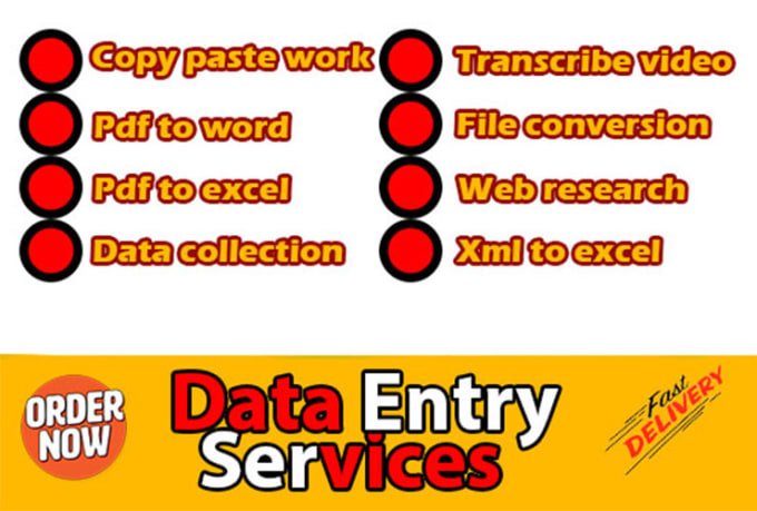 I will do data entry services,pdf excel word copy paste work