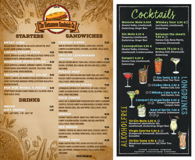I will design a chalkboard menu, poster for you