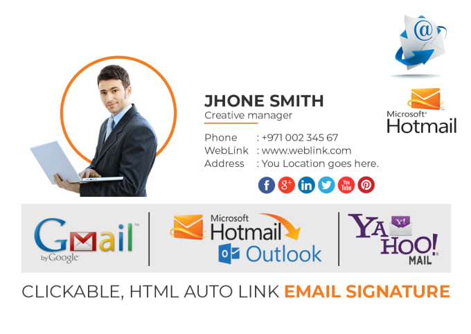 I will design clickable html email signature