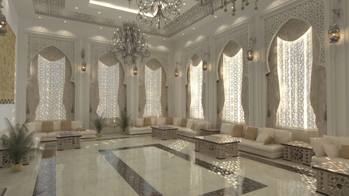 I will design islamic interior and exterior 3d design