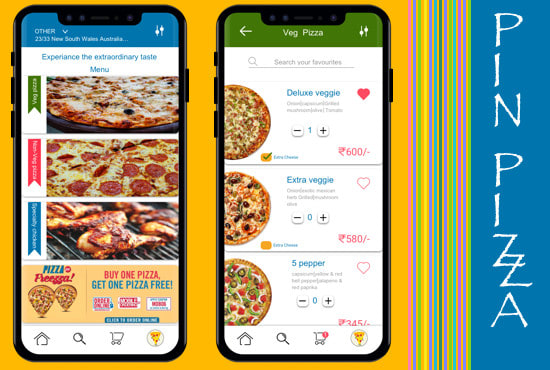 I will design UI of pizza order app and animated gif