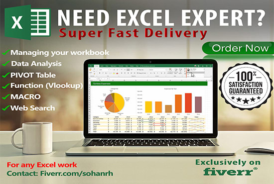 I will do any excel task macro, pivot table, data analysis and more