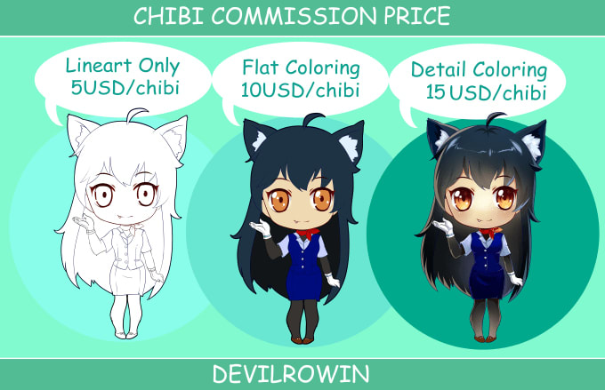 I will draw cute chibi for you