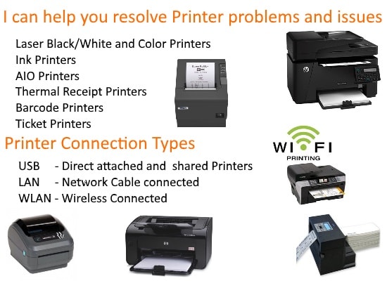 I will fix printer printing and connection problem remotely