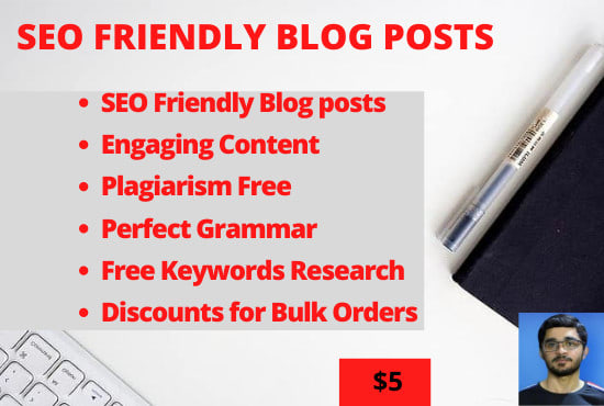 I will be seo friendly blog post writer or article writer, content writing