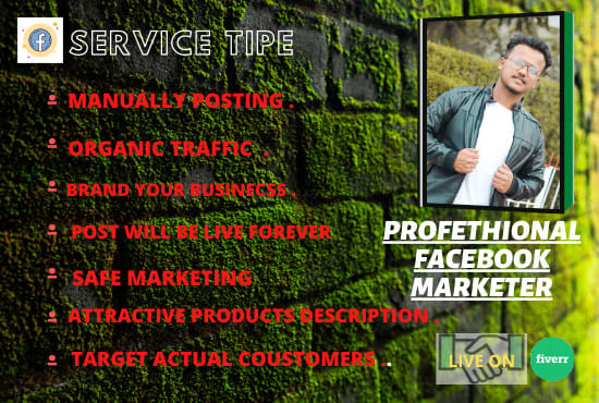 I will be your facebook marketer to grow up your business
