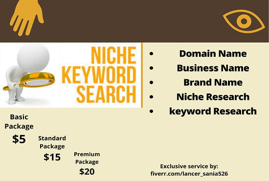 I will brainstorm domain name, business name, niche research, keyword research