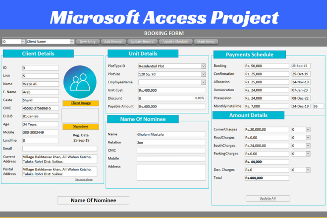 I will build a microsoft access project for you