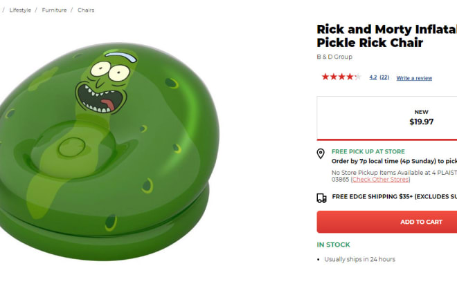 I will buy myself a pickle rick inflatable chair and sing a song in it