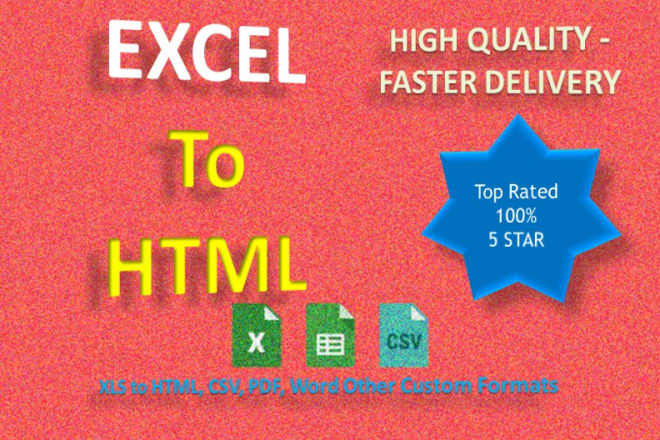I will convert excel to pdf, word, xml, HTML and vise versa