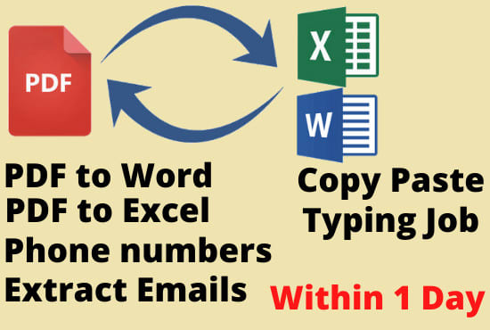 I will convert pdf to word, excel, copy paste, typing job