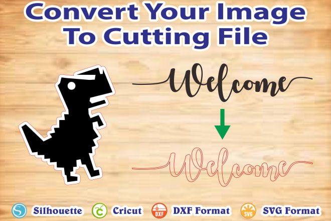 I will convert your image to cutting file, silhouette, cricut, dxf, svg, corel, or eps
