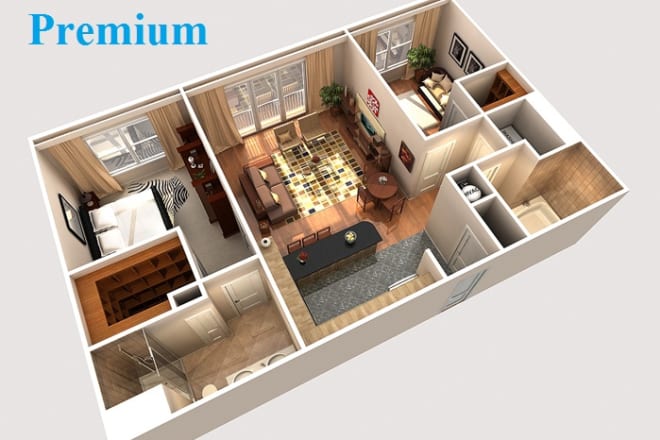 I will create 3d floor plan, exterior and interior, model sketchup