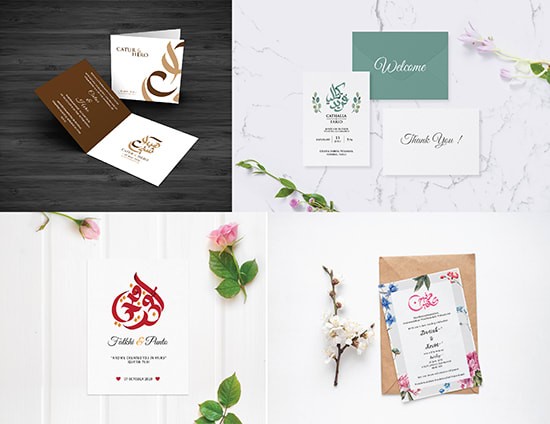 I will create a stunning wedding invitation with arabic couple logo