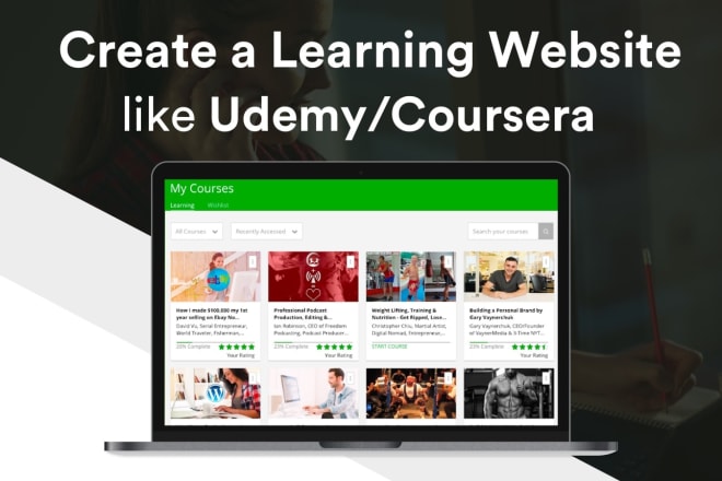 I will create an elearning website like udemy or coursera