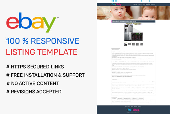 I will create custom responsive ebay listing template