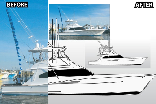 I will create line art or digital sketch of boat, yacht or object