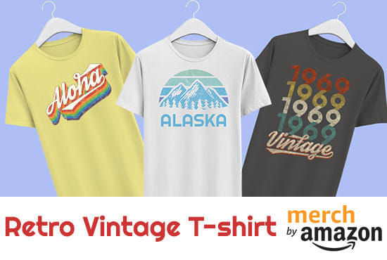 I will create merch by amazon t shirts retro vintage designs