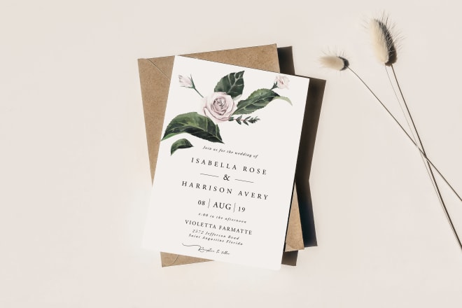 I will create minimalist, basic and modern wedding invitation