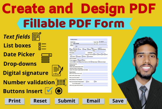 I will create pdf fillable form, pdf design and file conversion