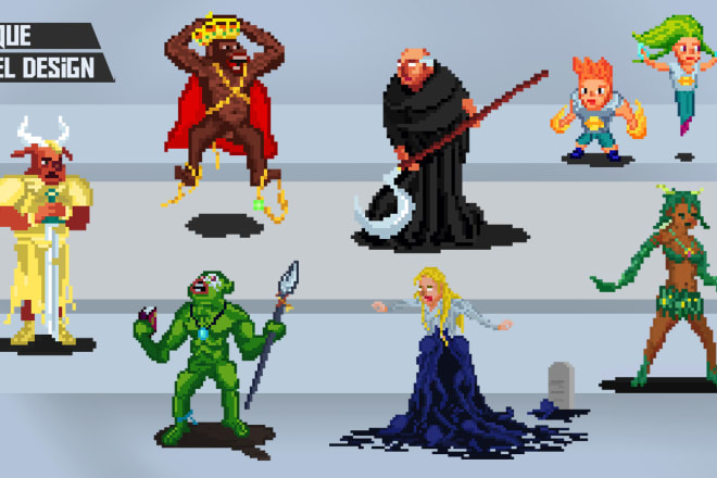 I will create pixel art characters and animations