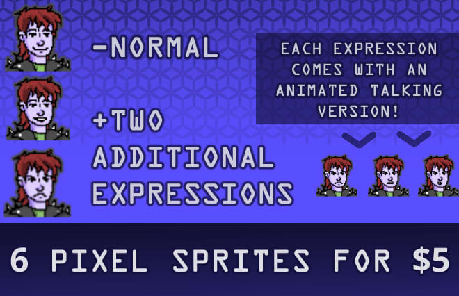 I will create talking character retro pixel sprites