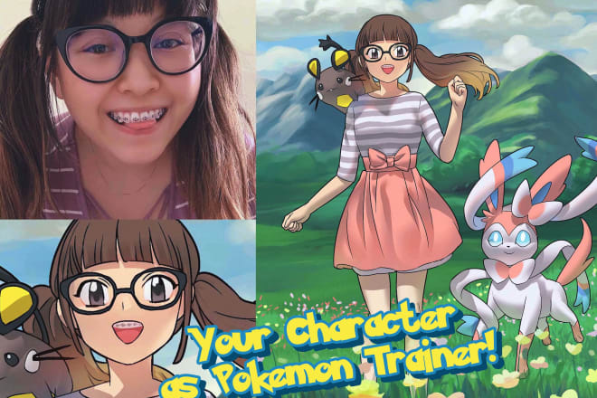 I will create your character as pokemon trainer with attractive art