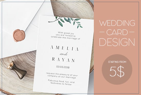 I will design a modern wedding invitation card