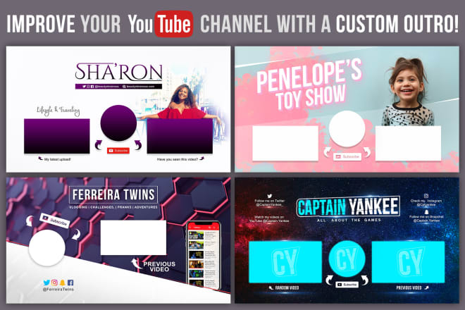 I will design a professional youtube outro