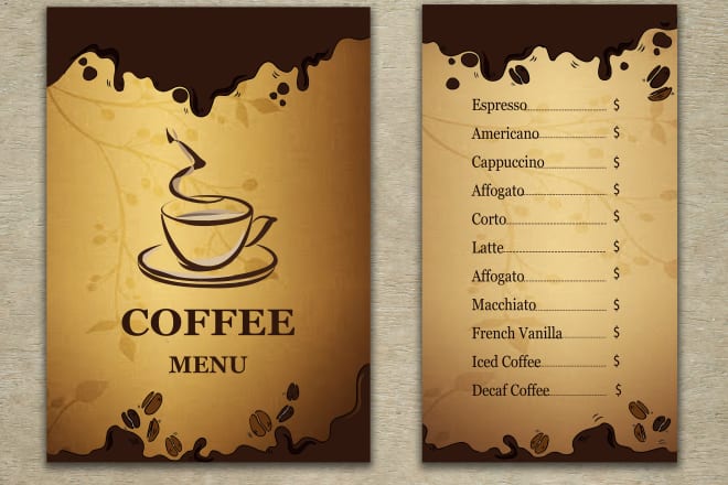 I will design a professionally design food and beverage menu for u