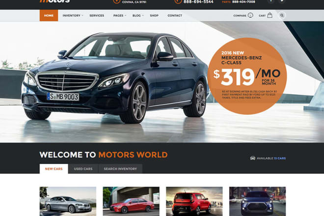 I will design automotive car dealership website in wordpress