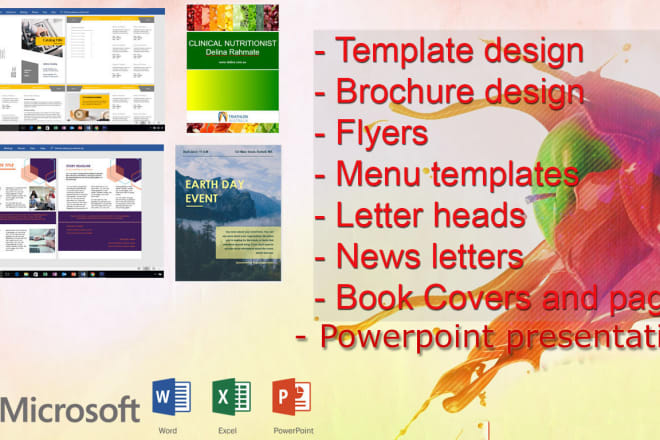 I will design brochure, flyer, newsletter, resume design, menu template in word