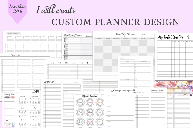 I will design custom planner, calendar, journal or habit tracker
