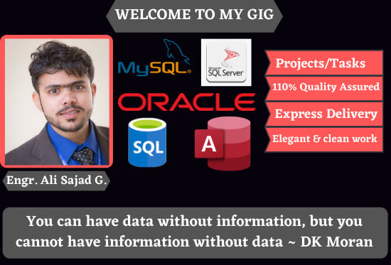 I will design database, sql queries, mysql, oracle and ms access