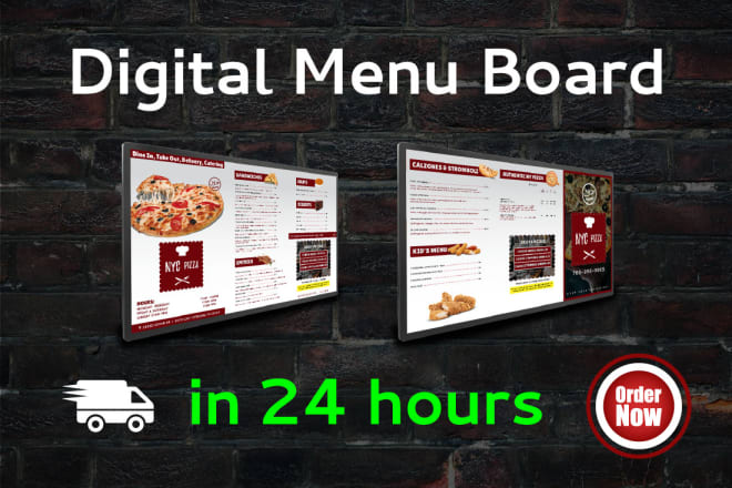 I will design digital menu board TV menu for restaurant led menu
