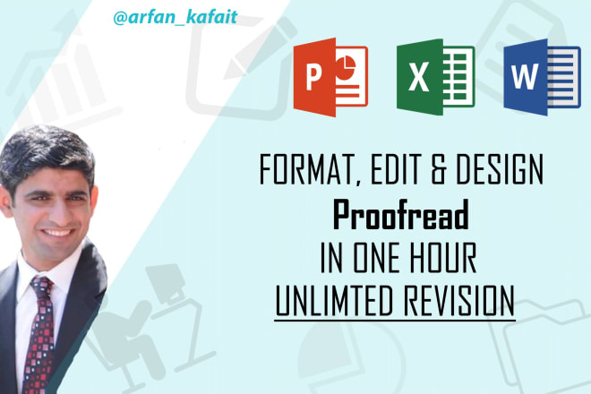 I will design, format, edit word, excel, powerpoint, pdf files in 1 hour