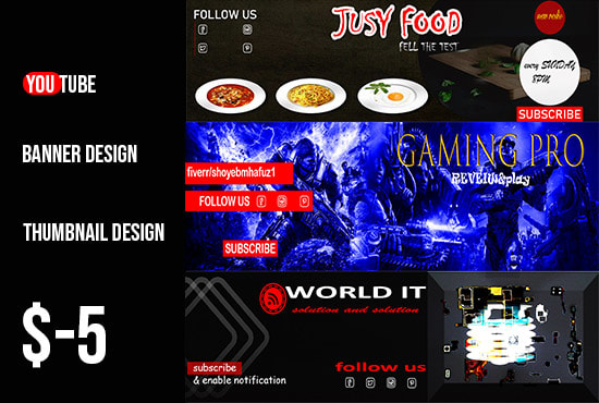 I will design impressive youtube banner and thumbnail